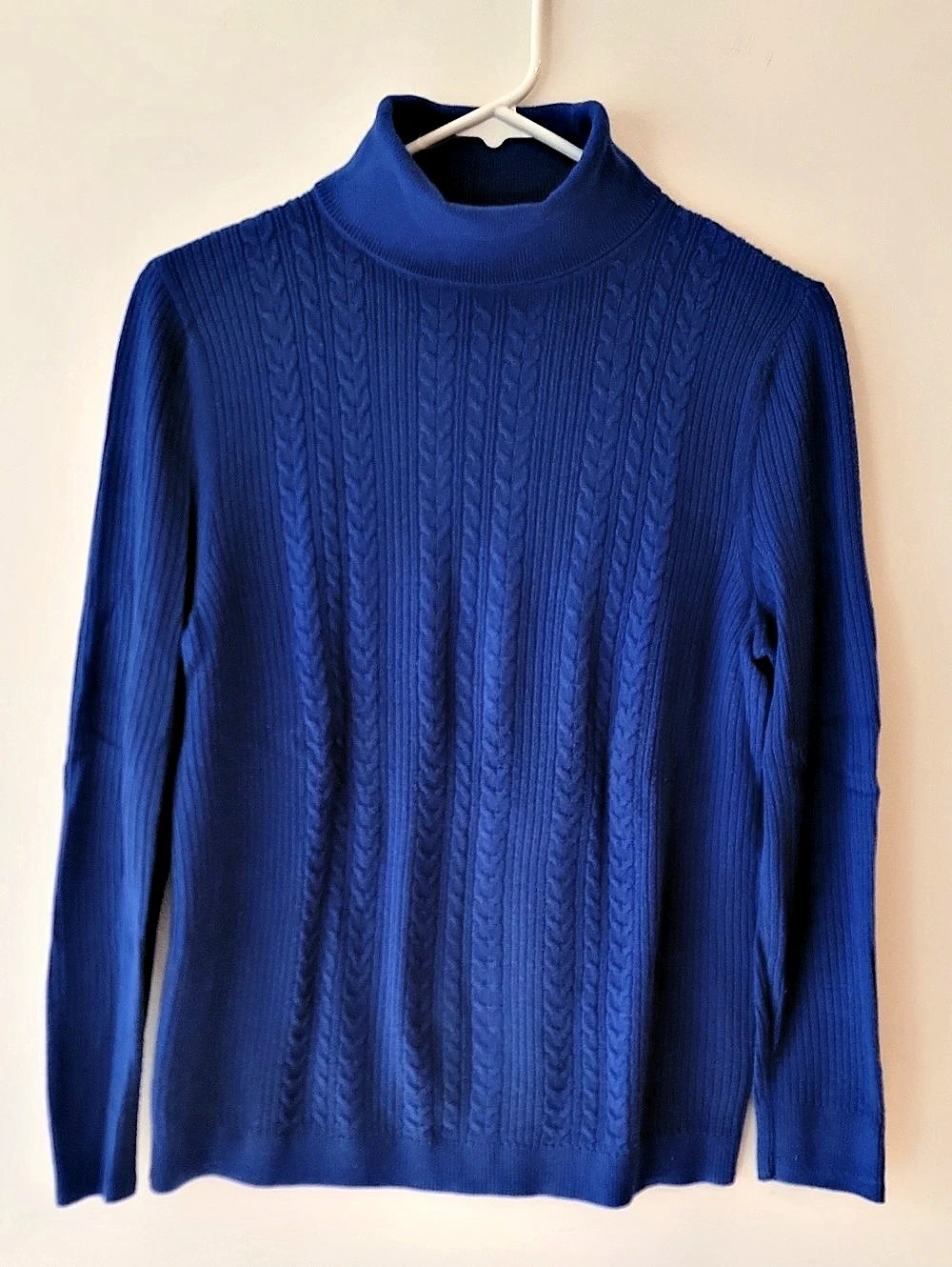 Talbots Blue Cable Knit Cowl Neck Sweater - Size Lp